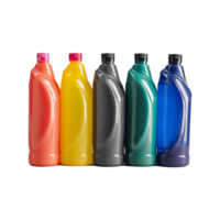 ai generato plastica bottiglia liquido detersivi vario colori isolato su trasparente sfondo png