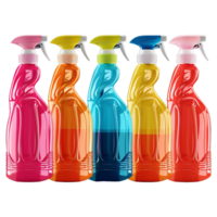 AI generated Plastic bottle liquid detergents various colors isolated on transparent background png