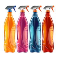 AI generated Plastic bottle liquid detergents various colors isolated on transparent background png