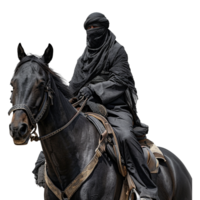ai genererad islamic soldat häst ryttare isolerat på transparent bakgrund png