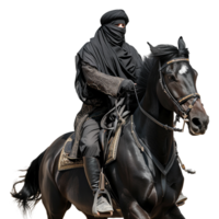 ai genererad islamic soldat häst ryttare isolerat på transparent bakgrund png