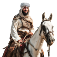 AI generated Islamic soldier horse rider isolated on transparent background png