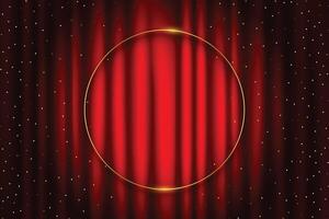 red stage curtain for theater with shiny particle and frame design vector