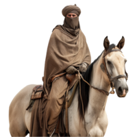 AI generated Islamic soldier horse rider isolated on transparent background png