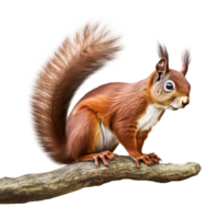 AI generated Squirrel on branch isolated on transparent background png