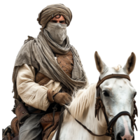 ai generado islámico soldado caballo jinete aislado en transparente antecedentes png