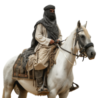 AI generated Islamic soldier horse rider isolated on transparent background png