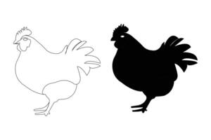 Hen outline vector isolated on white background. Chicken icon vector.