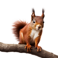 AI generated Squirrel on branch isolated on transparent background png