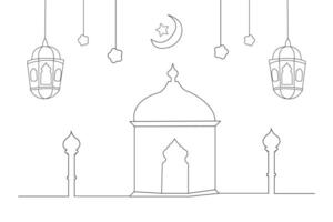 Ramadan Kareem outline vector background. Islamic background concept.