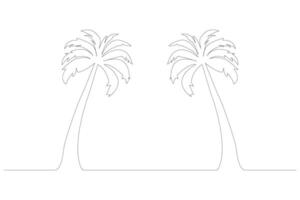 Palm tree continuous line drawing vector isolated on white background. Coconut tree one line art vector.