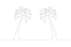 Palm tree continuous line drawing vector isolated on white background. Coconut tree one line art vector.