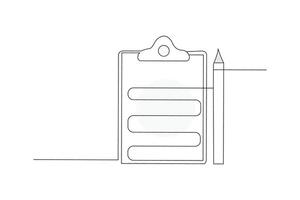 To do list with pencil continuous line art vector. Notepad outline icon. vector