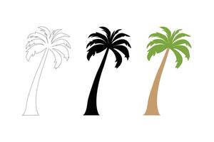 Palm tree outline black vector isolated on white background. Coconut tree icon.