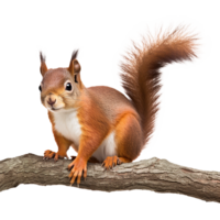 AI generated Squirrel on branch isolated on transparent background png