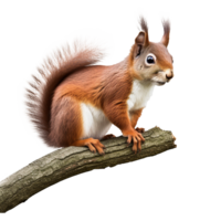 AI generated Squirrel on branch isolated on transparent background png