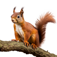 AI generated Squirrel on branch isolated on transparent background png