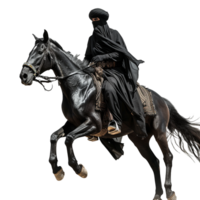 AI generated Islamic soldier horse rider isolated on transparent background png