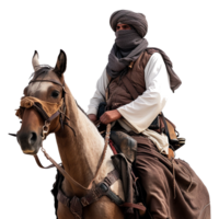 AI generated Islamic soldier horse rider isolated on transparent background png