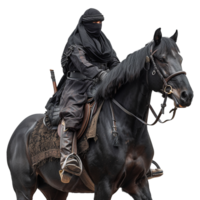 AI generated Islamic soldier horse rider isolated on transparent background png