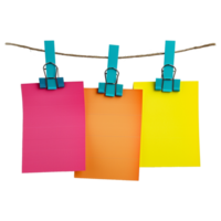 AI generated Empty colored paper sheets for notes hanging isolated on transparent background png