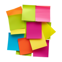 AI generated Empty colored paper sheets for notes hanging isolated on transparent background png