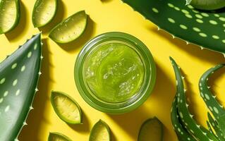 AI generated An Animated Photo Displaying Fresh Aloe Vera Gel in an Open Jar