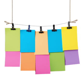 ai generato vuoto colorato carta lenzuola per Appunti sospeso isolato su trasparente sfondo png