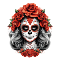 ai genererad la calavera catrina ansikte skott png isolerat på transparent bakgrund