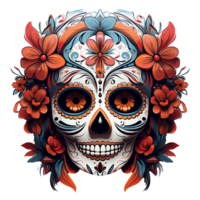 ai gegenereerd la calavera Catrina gezicht schot PNG geïsoleerd Aan transparant achtergrond