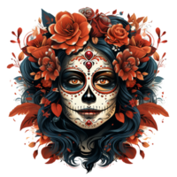 ai généré la calavera catrina visage coup png isolé sur transparent Contexte