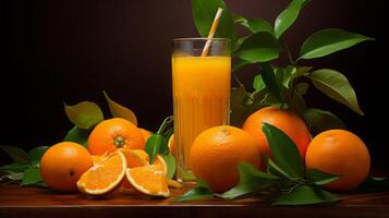 AI generated Fresh Orange Juice Amidst A Citrus photo