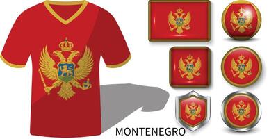 el fútbol americano jerseys de montenegro, montenegro bandera colección vector