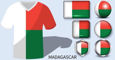 Madagascar Flag Collection, Football jerseys of Madagascar vector