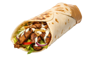AI generated Shawarma Wrap Filled With Grilled Meat and Fresh Vegetables png