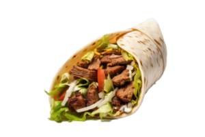 AI generated Shawarma Wrap Filled With Grilled Meat and Fresh Vegetables png