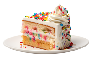 AI generated Slice of Cake With Whipped Cream on White Plate png