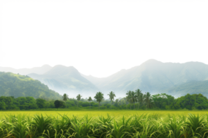 AI generated Panorama of tropical rainforest and mountains isolated png