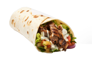 AI generated Shawarma Wrap Filled With Grilled Meat and Fresh Vegetables png