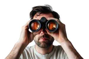 AI generated Man look through binoculars isolated png