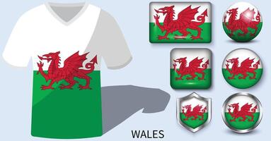 Wales Flag Collection, Football jerseys of Wales vector