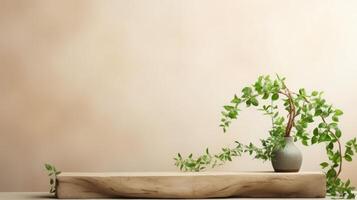 AI generated Elegant Display Stand Amidst Nature Green Beauty photo