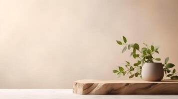 AI generated Elegant Display Stand Amidst Nature Green Beauty photo