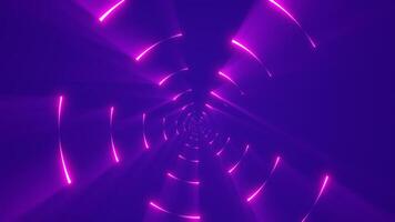 lila Energie Digital Kreise Tunnel Rahmen gemacht von Linien und Punkte futuristisch magisch glühend hell. abstrakt Hintergrund. Video im hoch Qualität 4k, Bewegung Design