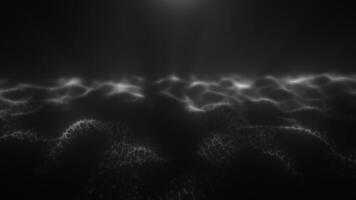 Black and white energy magic digital high tech waves with light rays lines and energy particles. Abstract background. Video in high quality 4k, motion design