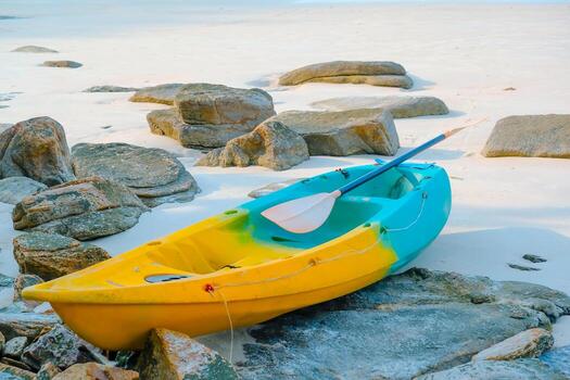 kayac en el el playa en el verano. relajante hora foto