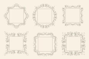 classic vintage floral frame set of six vector