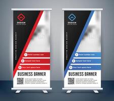 modern roll up standee banner in two colors vector