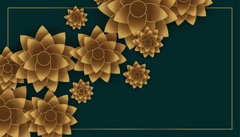 lovely golden flowers with text space premium background vector