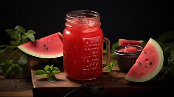 AI generated Refreshing Watermelon Juice photo